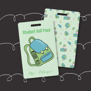 Doodle Bag - Green Student Hall Pass Badge ID Badge