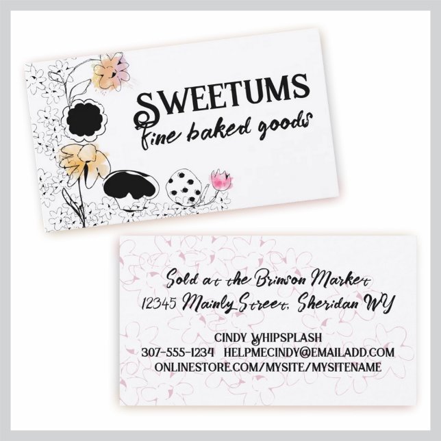 doodle baking bakery sweets flowers cookie cupcake business card (Creator Uploaded)