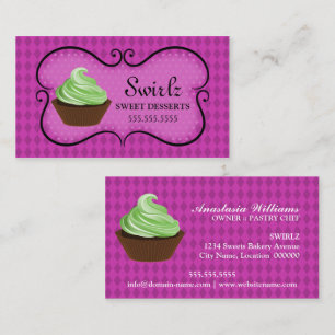 Doodle Banner Cupcake Bakery Business Card