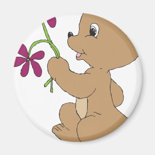 Doodle Bear Flowers Magnet