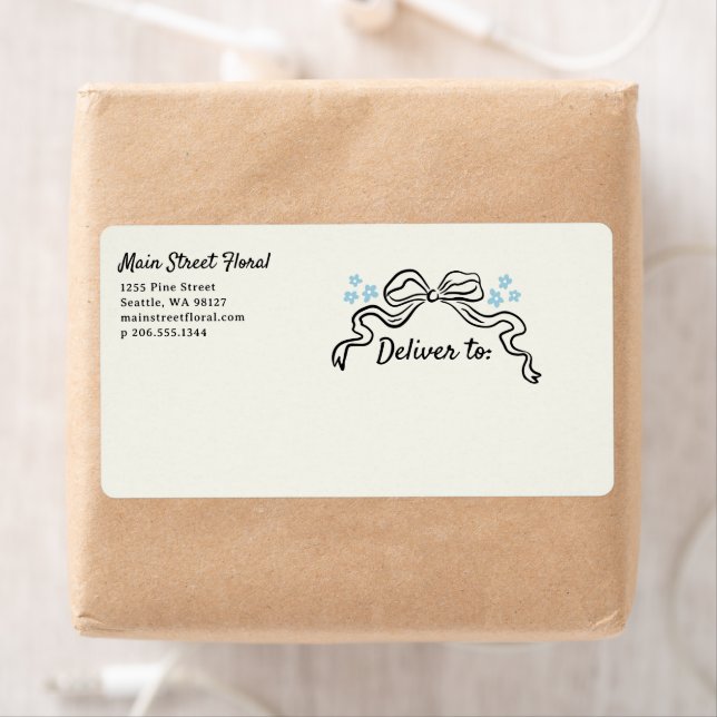 Doodle Bow and Flowers Business Shipping Label (Insitu)