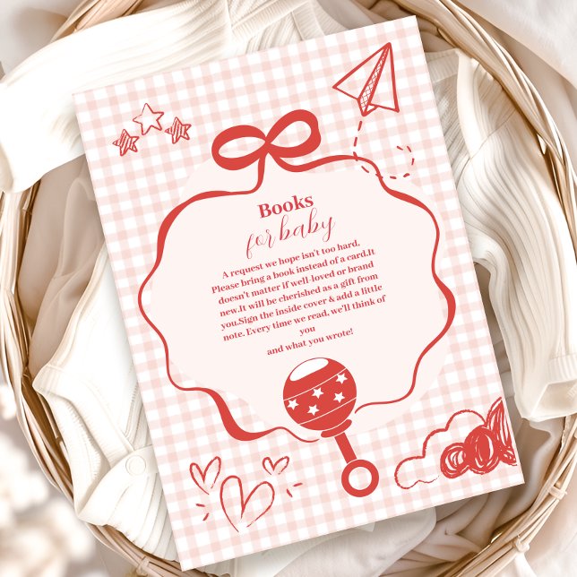 Doodle Brunch Bow Bow Baby Shower Books for Baby Enclosure Card (Creator Uploaded)