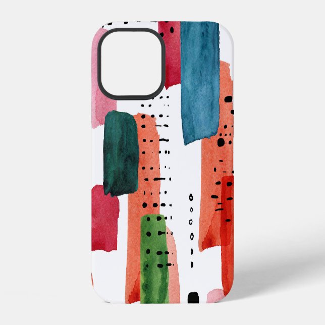 Doodle Brush: Orange Blue iPhone Case (Back)