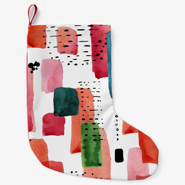 Doodle Brush: Orange Blue Small Christmas Stocking (Front)