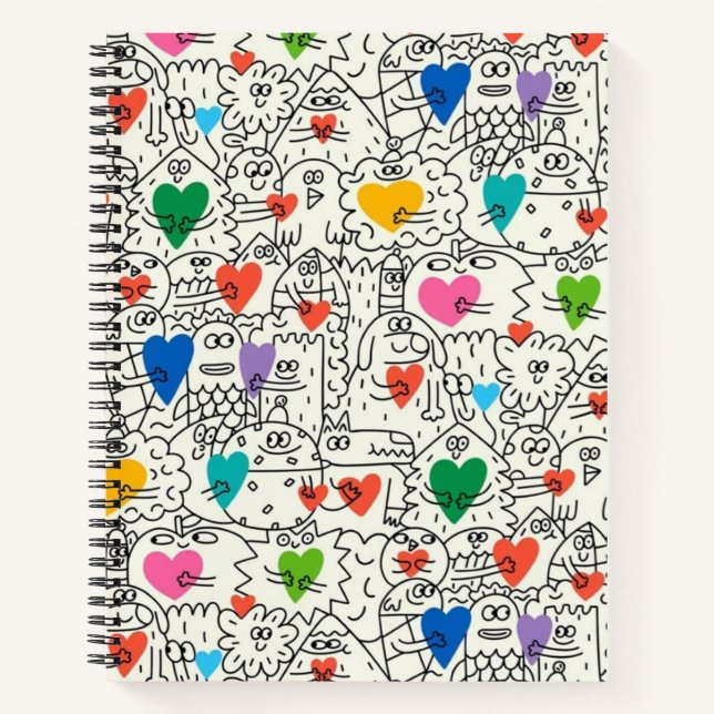 Doodle Buddies & Hearts Notebook (Front)