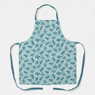 Doodle Bugs Butterflies - turquoise - pattern. Apron