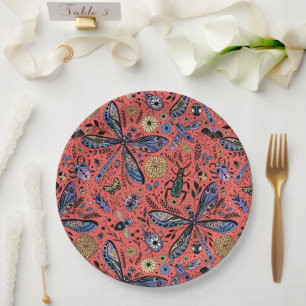 Doodle bugs on coral red paper plate