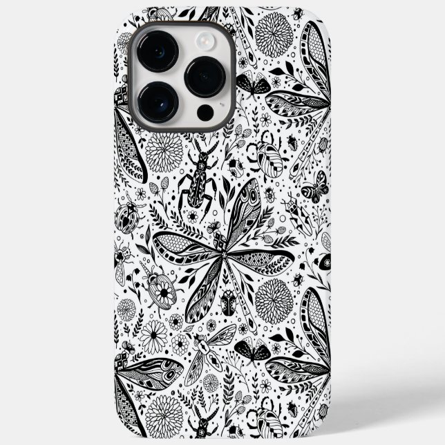 Doodle bugs on dark blue Case-Mate iPhone case (Back)