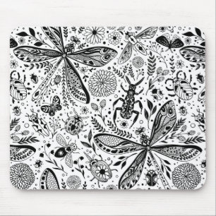 Doodle bugs on dark blue mouse mat