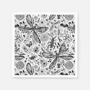 Doodle bugs on dark blue napkin