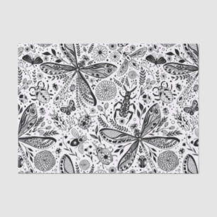 Doodle bugs on dark blue tissue paper