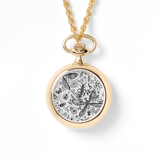 Doodle bugs on dark blue watch (Front)