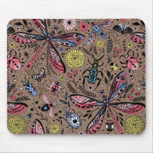 Doodle bugs on mocha brown mouse mat