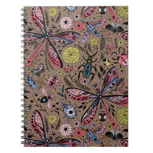 Doodle bugs on mocha brown notebook