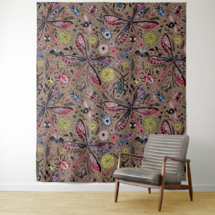 Doodle bugs on mocha brown tapestry