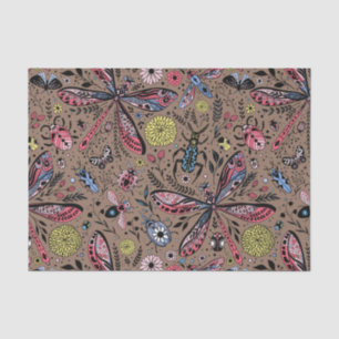 Doodle bugs on mocha brown tissue paper