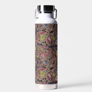 Doodle bugs on mocha brown water bottle