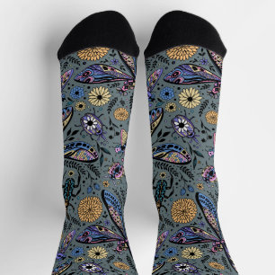 Doodle bugs on slater gray socks