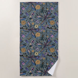 Doodle bugs on slater grey beach towel