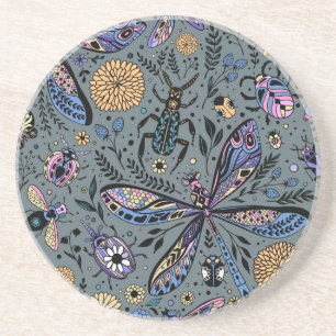 Doodle bugs on slater grey coaster