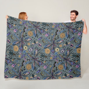 Doodle bugs on slater grey fleece blanket