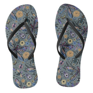 Doodle bugs on slater grey flip flops