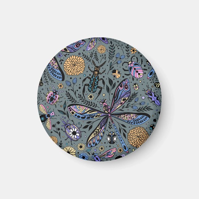 Doodle bugs on slater grey magnet (Front)