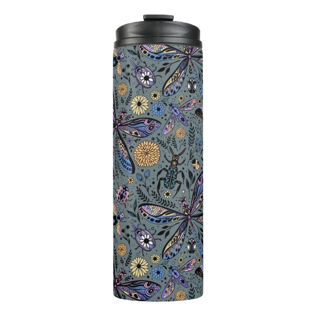 Doodle bugs on slater grey thermal tumbler (Front)