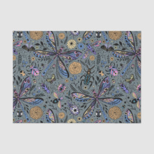 Doodle bugs on slater grey tissue paper