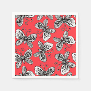 Doodle butterflies pattern napkin