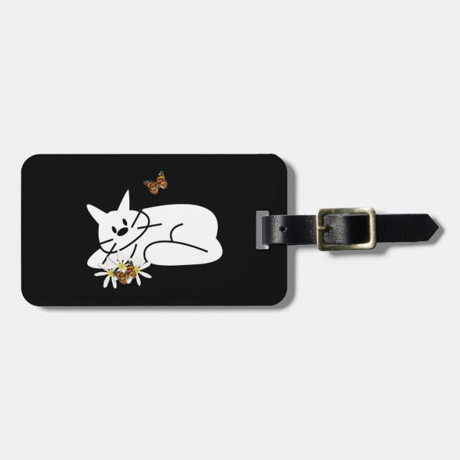 Doodle Cat Luggage Tag (Front Horizontal)