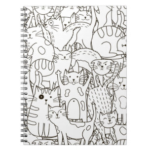 Doodle cats: black and white. notebook