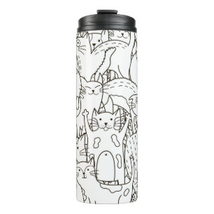 Doodle cats: black and white. thermal tumbler