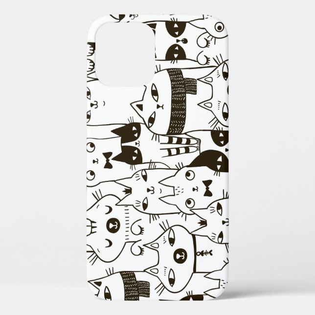 Doodle cats: funny seamless pattern. Case-Mate iPhone case (Back)