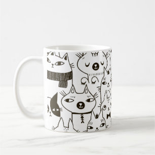 Doodle cats: funny seamless pattern. coffee mug