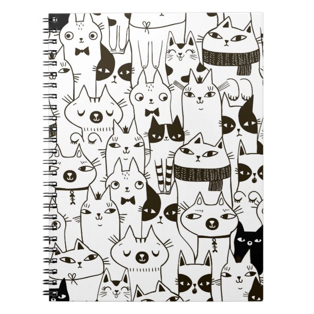 Doodle cats: funny seamless pattern. notebook (Front)
