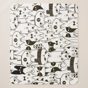 Doodle cats: funny seamless pattern. sherpa blanket