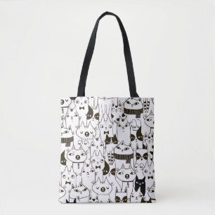 Doodle cats: funny seamless pattern. tote bag