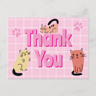 Doodle Cats Thank You  Postcard