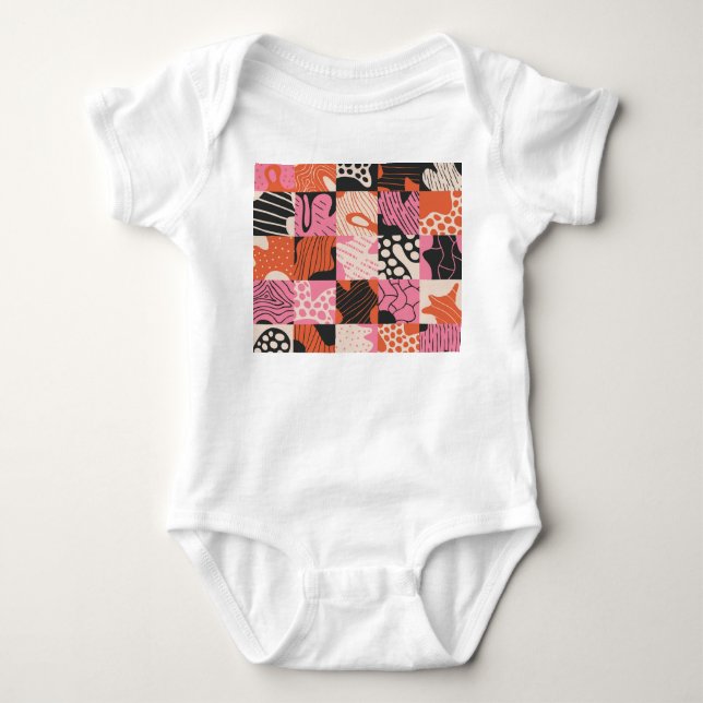 Doodle Cells: Geometric Pattern Design. Baby Bodysuit (Front)