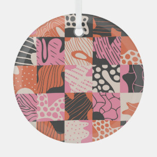 Doodle Cells: Geometric Pattern Design. Glass Tree Decoration