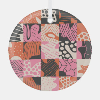 Doodle Cells: Geometric Pattern Design. Glass Tree Decoration