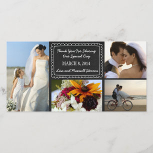 Doodle Chalkboard Wedding Photo Thank You Card