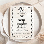 Doodle Champagne Tower Whimsical Bow Wedding Invitation<br><div class="desc">Celebrate your big day with a touch of playful elegance using this Doodle Champagne Tower Wedding Invitation! Featuring hand-drawn doodles of a cascading champagne tower topped with a whimsical bow, this charming design brings a fun yet sophisticated vibe to your wedding celebration. The lighthearted doodles and elegant details create the...</div>