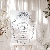 Doodle Champagne Whimsical Bow Wedding