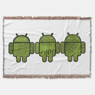 Doodle Character for the Android™ robot Throw Blanket