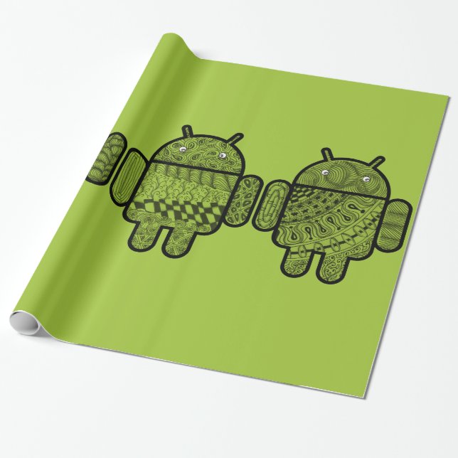 Doodle Characters for the Android™ robot Wrapping Paper (Unrolled)