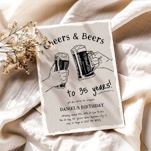 Doodle Cheers & Beers Any Age Adult Birthday Invitation