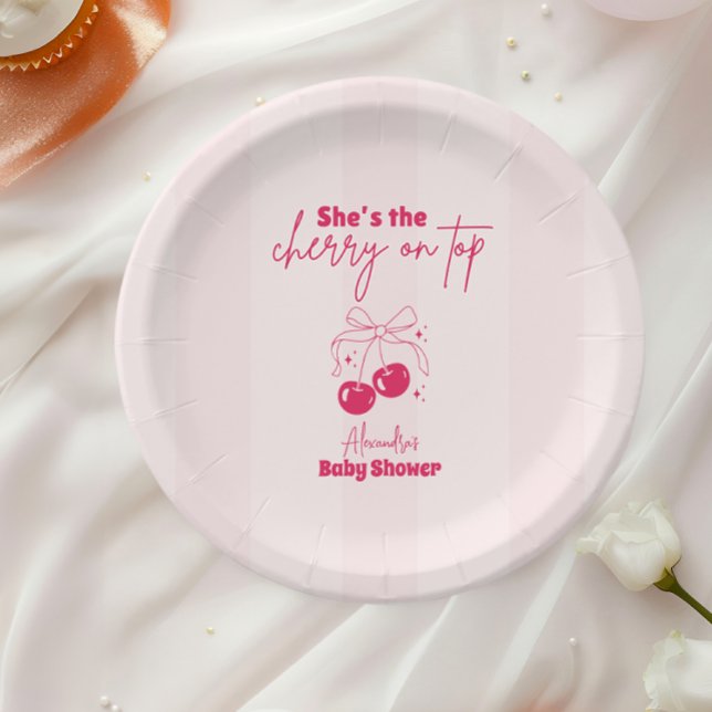 Doodle Cherry on top Baby Shower Paper Plate (Creator Uploaded)