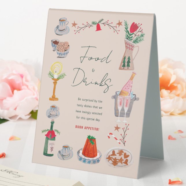 Doodle Christmas Bridal Shower Food Drinks sign (In SItu (Wedding))